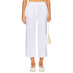 Theory White Crunch Linen Pants Cropped Clean Terena Lightweight Size 4